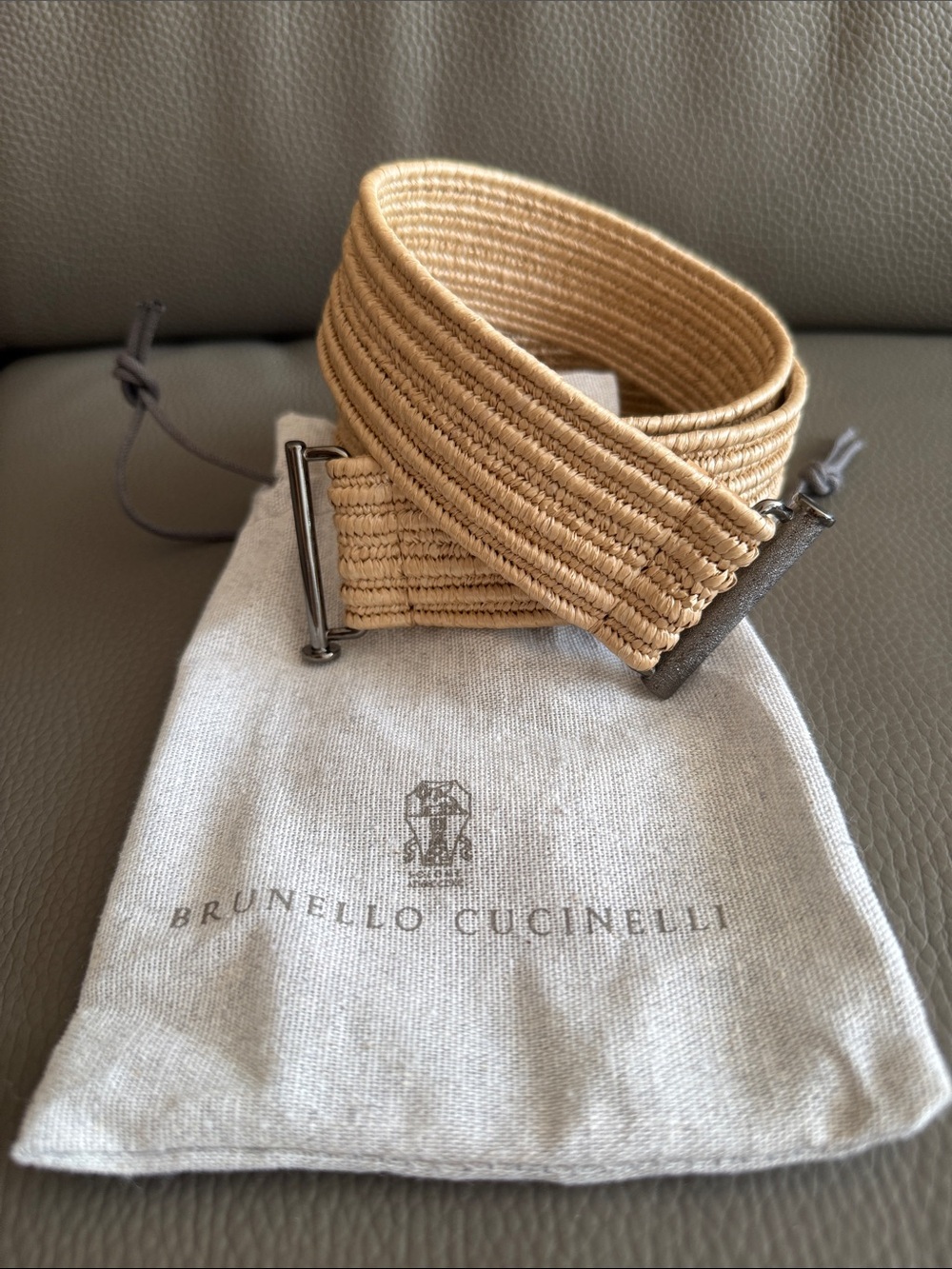 NEW Auth Brunello Cucinelli BELT sz M w/dust bag Made in Italy 29.5”/75 cm